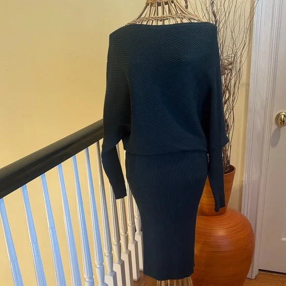 Reiss Lara off shoulder Teal dress - Picture 4 of 12